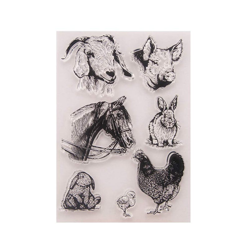LZBRDY 4.1 by 5.9 Inches Pig Cow Sheep Clear Rubber Stamps for Scrapbooking Card Making Christmas Craft Stamps - Image 1